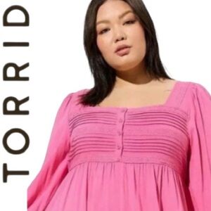 4X TORRID Mini Rayon Slub Pintuck Skater Dress with Button Front Bodice, NWT